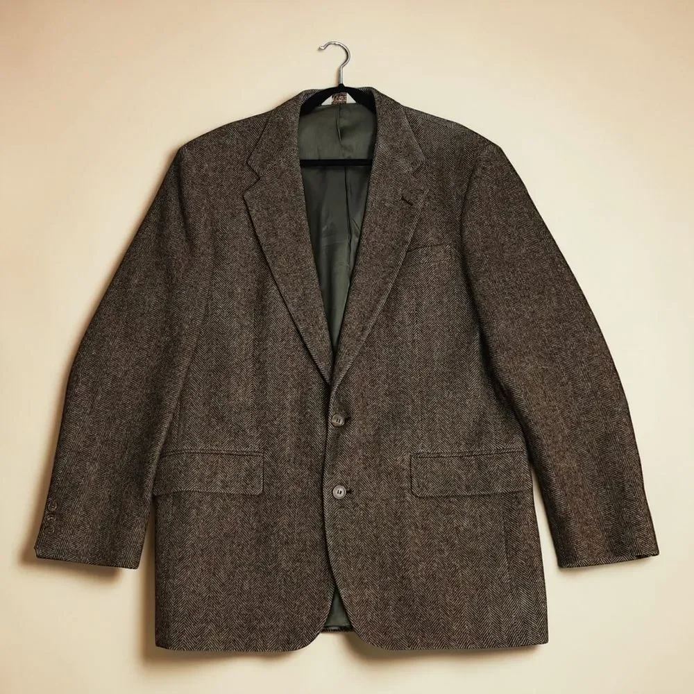 Vtg USA Cross and Winsor 100%Wool Elegant Brown Men's Blazer Jacket
